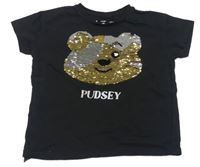 Černé tričko s Pudsleym z flitrů George