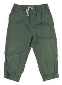 Khaki plátenné cuff nohavice H&M