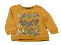 Horčicová mikina s nápisom