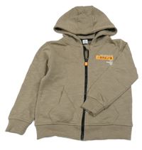 Hnědá propínací mikina s nápisem a kapucí Dopodopo