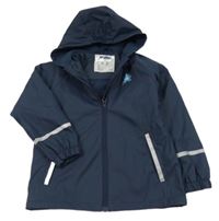 Tmavomodrá vodeodolná zateplená bunda s chobotnicí a kapucňou Lupilu