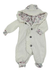 Biela vzorovaná podšitá kombinéza s kapucňou