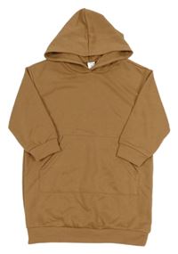 Hnedé teplákové šaty s kapucňou Shein