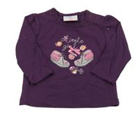 Tmavofialové tričko s topánkami a nápisom Topomini