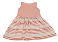 Ružovo-biele šaty s pruhovanou sukní Mango