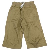 Hnědé plátěné kraťasy s úpletovým pasem 