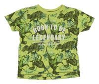 Světlezelené tričko s diny a nápisy Dopodopo