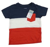 Nové - Tmavomodro-červeno-bílé tričko Primark