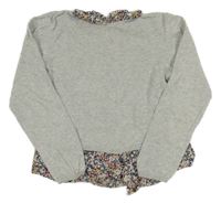Sivý sveter s květovanými halenkovými prvky H&M