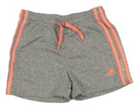 Sivo-neónově ružové teplákové kraťasy s logom Adidas