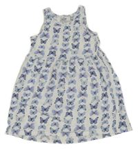 Bielo-modré šaty s motýlikmi H&M