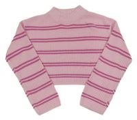 Ružový pruhovaný crop sveter H&M