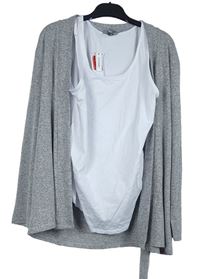 2set - Dámsky biely top + sivý pletený cardigán s opaskom George