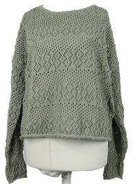 Dámský šedý ažurový crop svetr Primark 