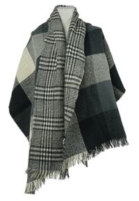 Dámska čierno-sivá kockovaná šál Only