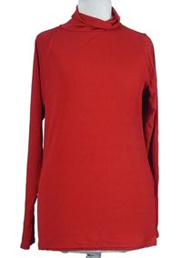 Dámske červené rebrované tričko s rolákom