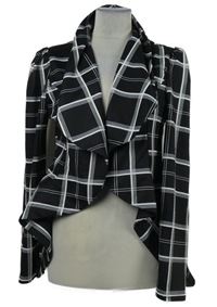 Dámský černo-bílý kostkovaný crop sakový cardigán Shein 