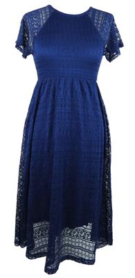 Dámske tmavomodré čipkové midi šaty Asos