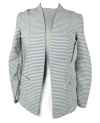 Dámsky světlemodro-čierno-biely prúžkovaný sakový cardigán Tom Tailor