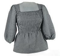 Dámská černo-bílá kostičkovaná žabičkovaná crop halenka Peacocks 