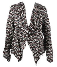 Dámsky čierno-bielo-červený vzorovaný cardigán F&F