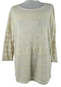 Dámské béžové úpletové triko s krajkou TU 