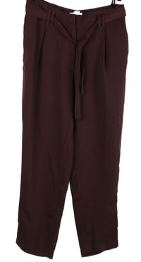 Dámské hnědé volné kalhoty s páskem H&M