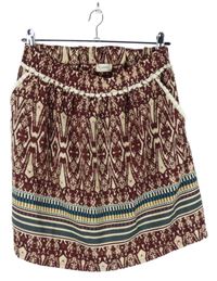 Dámska vínovo-smtanová vzorovaná sukňa NafNaf