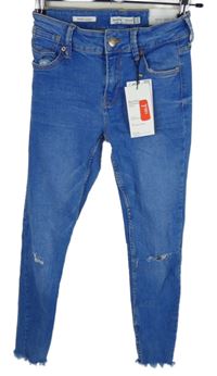 Nové - Dámské světlemodré skinny rifle s dírami Bershka 