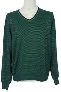 Pánsky zeleno-čierny pruhovaný sveter Marz
