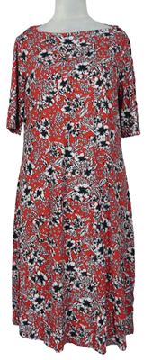 Dámske červeno-čierne kvetované šaty zn. M&S