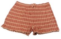 Ružové pruhované rebrované úpletové kraťasy H&M