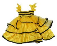 -Kockovaným žlto-čierne pruhované šaty Old Navy