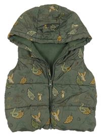 Khaki šušťáková zatepená vesta s The Gruffalo a kapucňou Tu