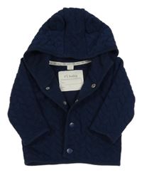 Tmavomodrá vzorovaná podšitá propínací mikina s kapucí River Island