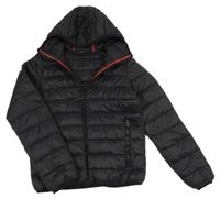 Černá šusťáková prošívaná zateplená bunda s kapucí Next