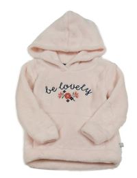 Svetloružová chlpatá mikina s nápisom a kapucňou Liegelind