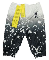 Nové - Bielo-sivo-čierne športové nohavice s fľaky s písmenem Shein