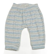 Bielo-sivo-béžovo-modré pruhované zamatové nohavice Ergee