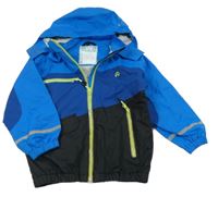 Modro-černá šusťáková jarní bunda s kapucí 