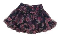 Tmavomodrá kvetinová tylová sukňa H&M