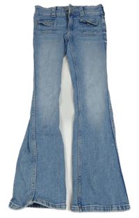 Světlemodré elastické bootcut rifle H&M