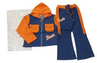 Nové - 2Set - Modro-oranžová propínací mikina s kapucí + tepláky 