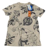 Nové - Béžové tričko s Avengers Marvel