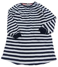 Tmavomodro-biele pruhované teplákové šaty H&M