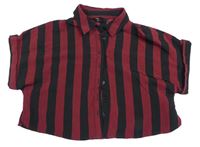 Čierno-vínová pruhovaná crop blúzka New Look