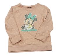 Svetloružová bodkovaná á mikina s Minnie Disney