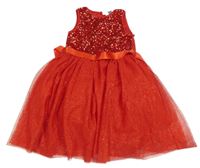Červené flitrovo/tylové šaty Primark
