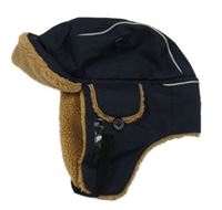 Tmavomodrá šusťáková beranice s kožešinou Polarn O. Pyret