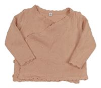 Ružový zavinovací sveter s 3D bodky